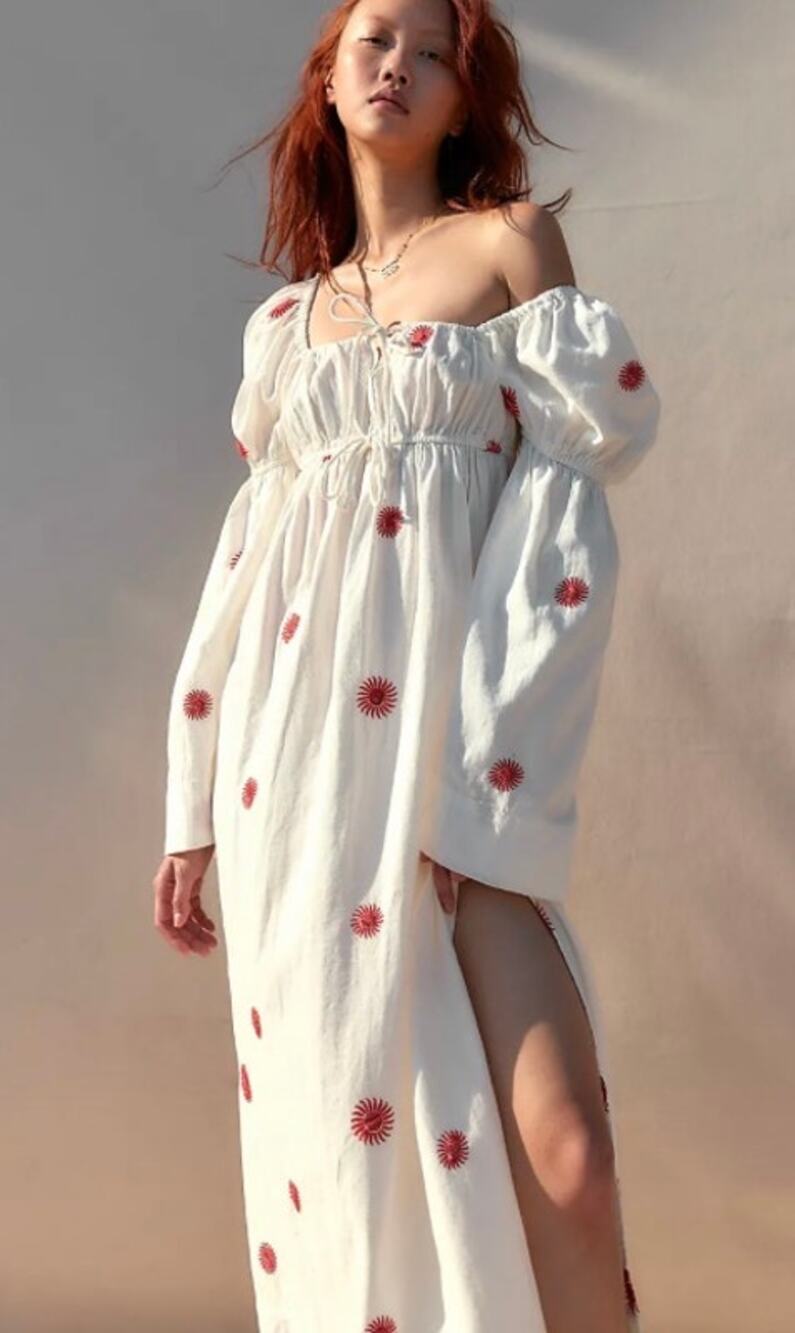 Free People Emory Embroidered Midi Dress Sz. S